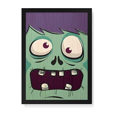 Imagem de Arte Maníacos Quadro Decorativo em Madeira Zumbi - 23x16,25cm (Moldura caixa em laca preta)