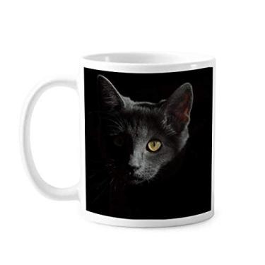 Imagem de Caneca de cerâmica preta de gato selvagem olho selvagem Caneca de cerâmica café porcelana louça