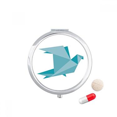 Imagem de Caixa de comprimidos com estampa de pombo abstrata de origami verde, dispensador de remédios