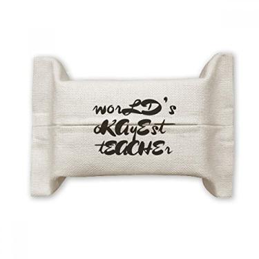 Imagem de World's Okoyest Teacher Student Citote Suporte de capa de papel para lenços faciais Bolsa de linho de algodão