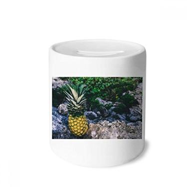 Imagem de DIYthinker Caixa de moedas de cerâmica com imagem de planta de abacaxi e porta-moedas para presente