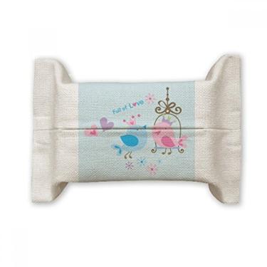 Imagem de Ilustration Lovely Birds Gage Suporte de capa de papel para lenços faciais Bolsa de linho de algodão