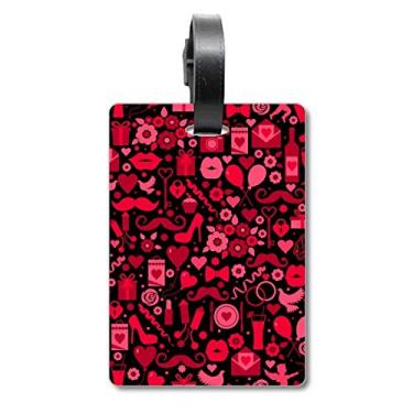 Imagem de Black Pink Hearts Lábios Dia dos Namorados Bolsa Etiqueta Cartão de Bagagem Scutcheon Etiqueta