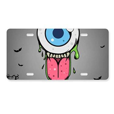 Imagem de DIYthinker Placa de licença de Halloween do universo e alienígena para decoração de placa de carro em aço inoxidável
