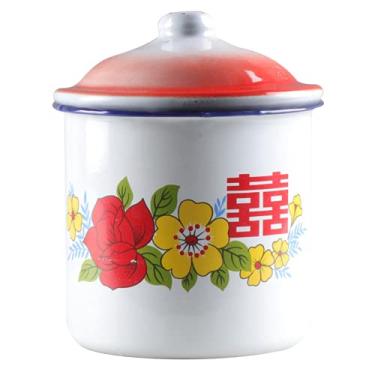 Imagem de PAYNAN Caneca de chá esmaltada retrô copo esmaltado xícara de chá xícara de chá