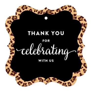 Imagem de Etiquetas de presente Andaz Press Birthday Fancy Frame, Animal Leopard Print