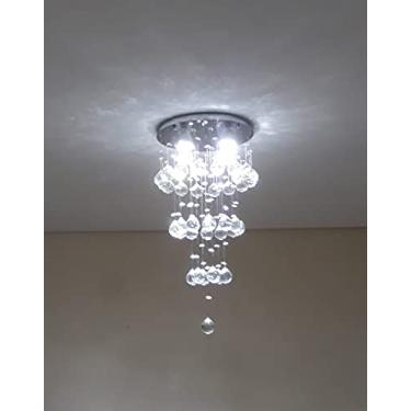 Imagem de LUSTRE DE CRISTAL PARA SALA,ESCRITÓRIO COM 90 CM DE ALTURA, BASE DE INOX POLIDO DE 30CM DE DIAMETRO