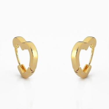 Imagem de Brinco Argola De Coração Lisa Banhado A Ouro 18k Grande