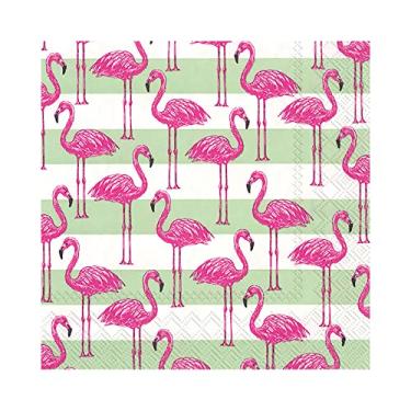 Imagem de Boston International IHR Rosanne Beck Collections Guardanapos de papel para coquetéis, 12,7 cm x 12,7 cm, listra flamingo