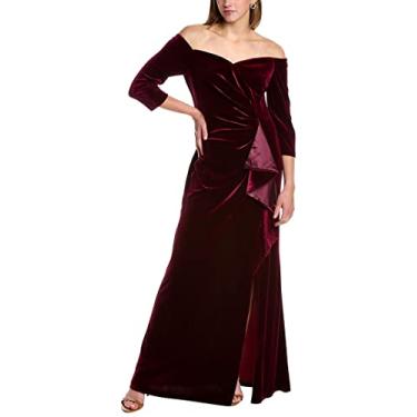 Imagem de Adrianna Papell Vestido feminino de veludo com ombros de fora, Borgonha, 48