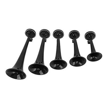 Imagem de 5 trompete de trompete 12V 5, kit de buzina elétrica, 5 trompete 130dB DC 12V musical trompete elétrico para navio de caminhão