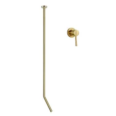 Imagem de Acessórios de banheiro de latão Conjuntos de torneira Torneira de chuveiro Misturador Deck Mount Ceramic Valve Core, parede dourada, tamanho único