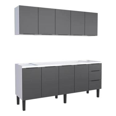 Imagem de Conjunto Cozinha Jupter 100% Aço Reforçado 1.80 Mt -Gabinete + Armario Aereo - Cozimax