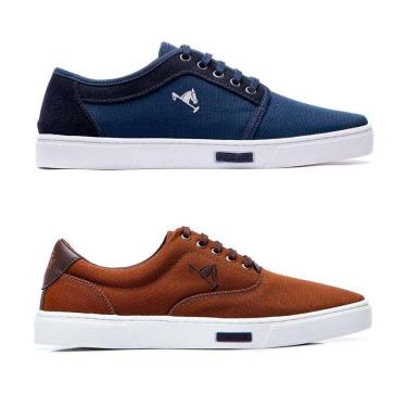 Imagem de Tênis Masculino Polo Joy Casual Em Lona Solado Reto Kit 2