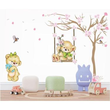 Imagem de Adesivo De Parede Ursinho No Balanço Da Árvore