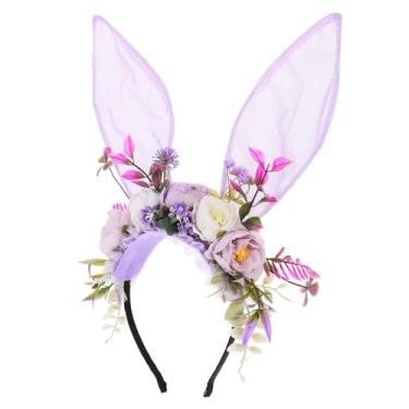 Imagem de Orelha de coelho bandana orelhas bandana coelho bandana orelhas headpiece acessórios de fantasia de coelho bandana para mulheres tiaras de festa para adultos tecido acessórios de cabelo orelhas de coe