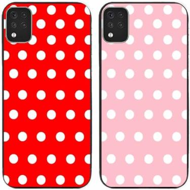 Imagem de 2 peças de capa de telefone traseira de silicone em gel TPU com bolinhas vermelhas e rosa para LG Series (LG K42)