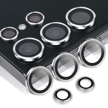 Imagem de Rayorcon Protetor de lente de câmera para Samsung Galaxy S24 Ultra, capa de lente de anel de liga de alumínio de vidro temperado com [bandeja de instalação] [ferramenta de remoção] Apto para Samsung
