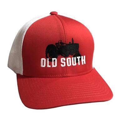 Imagem de Trenz Shirt Company Old South Farm Tractor Boné masculino Snapback Trucker, Vermelho/branco., Tamanho �nica