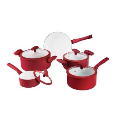 Imagem de Jogo de Panelas Soft Touch Antiaderente 5 Peças (Vermelho)