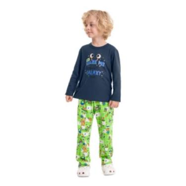 Imagem de Pijama Camiseta E Calça Infantil Menino (Azul Marinho) Quimby