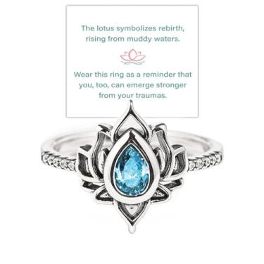 Imagem de Anel de lótus feminino FCK MY TRAUMA LOTUS Anel inspirador de flor de lótus exclusivo lembra você de deixar seu trauma de maneira lúdica, sem lama, sem lótus, para irmãs da irmandade, melhores amigas,