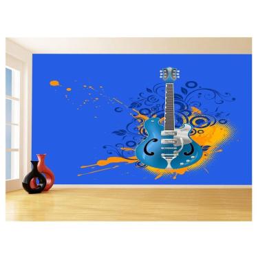 Imagem de Papel De Parede 3D Musica Guitarra Arte Graffiti 3,5M Mus66