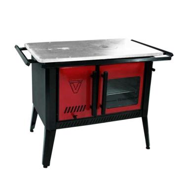 Imagem de Fogão a Lenha 1991 N° 01 Sem Tampa Preto e Vermelho F01-VR - Venâncio