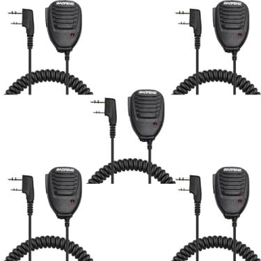 Imagem de Pacote com 5 microfones de alto-falante BAOFENG UV-5R, microfone portátil PTT para rádio amador BF-F8HP 2 pinos K compatível com UV-K5 8 UV-82 K5Plus UV-21R UV-K6 UV-5G Plus BF-888S