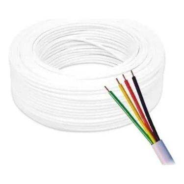 Imagem de Cabo Liso Chato P/ Tel 4 Vias Branco Rolo C/ 300mts