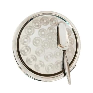 Imagem de Prato Para Bolo Redondo Em Aço Inox Com Espátula