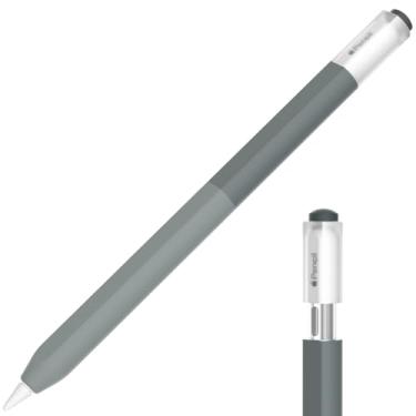 Imagem de AZF Capa iPencil – Compatível com Apple Pencil (USB-C), capa de silicone de cor gradiente, aderência confortável, macia e antiderrapante, suporta fixação magnética (cinza)