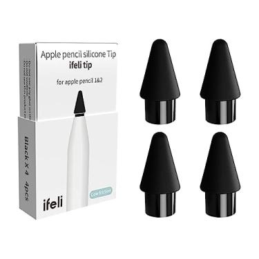 Imagem de IFELI Ponta de silicone multifuncional de baixa fricção para Apple Pencil (4 peças 1 conjunto) | Pontas de caneta de silicone para iPad Pencil | (4 peças pretas)