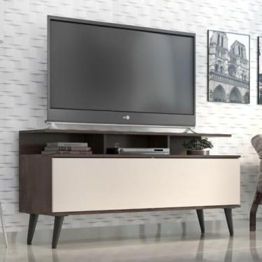 Imagem de Rack Para Tv Até 50" Macaé Com Pes Retro Chocolate/off White