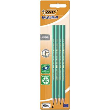 Imagem de Lápis Preto BIC Evolution, Grafite Nº 2HB Sextavado BIC Evolution, Corpo Verde, Apaga Fácil, Ponta Resistente, 835230, 4 Unidades