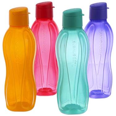 Imagem de Tupperware Garrafas de água Fliptop de 500 ml, conjunto de 4, cores diversas