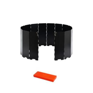 Imagem de Almencla Protetor contra vento para fogão de acampamento, proteção contra vento dobrável e leve para fogão, proteção contra vento para cozinhar, Preto