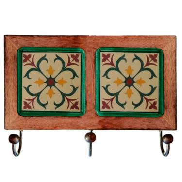 Imagem de Cabideiro De Parede Rustico Ladrilho Hidraulico Para Roupas Bolsas Chaves (j1)