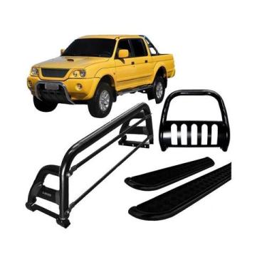 Imagem de Kit Quebra Mato Estribo Santo Antônio H2 L200 04 Preto - HOZZ