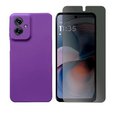 Imagem de GR Global Revolution, Capa Aveludada Para Motorola Moto G55 + Pelicula Privacidade Cor:Roxo