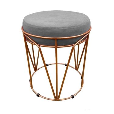 Imagem de Puff Multiuso Com Mesa 2 Em 1 Suede Grafite Base Cobre