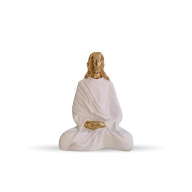 Imagem de Decoração Imagem Estátua Jesus Cristo Meditando Em Gesso - 23 Cm - Vár