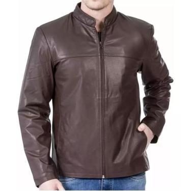 Imagem de Jaqueta Masculina De Couro 100% Legítimo Premium Slim Gola Padre - Bel