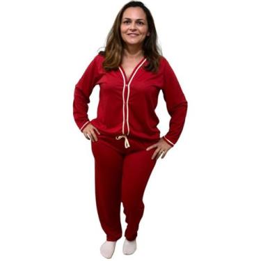 Imagem de Pijama Inverno Feminino Americano Liso - Wju Jeans, Vermelho, M