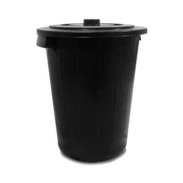 Imagem de Lixeira Cesto Cesta Lixo 60 Litros Reforçado Preto Com Tampa - INJEPLA