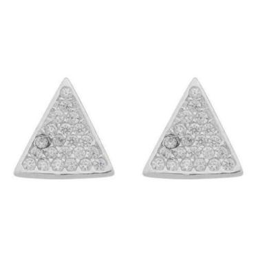 Imagem de Brinco Feminino Prata 950 Triangulo Cravejado Pedras Moderno - Florenz