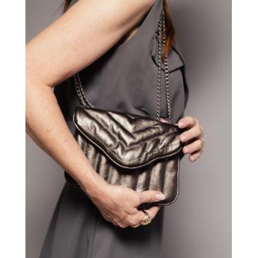 Imagem de Bolsa feminina de couro matelassê onix Maya - Bolsa de couro transvers