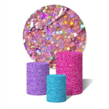Imagem de Trio de Capas Cilíndricas + Painel Redondo Sublimado c/Elástico Glitte