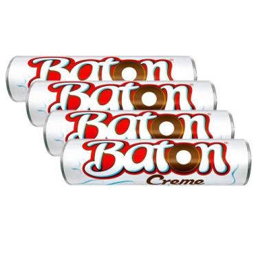 Imagem de Kit 4X 16g Chocolate Garoto Baton Recheado Creme