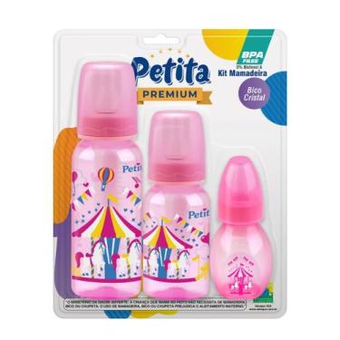 Imagem de Kit Mamadeira Petita Premium Azul Rosa Com Bico Rendondo - Estampas Va